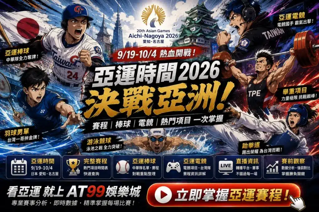 亞運時間2026完整賽程與亞運棒球電競熱門項目整理圖
