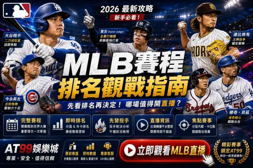 MLB賽程排名觀戰指南，透過排名與先發投手挑選值得觀看的MLB直播賽事