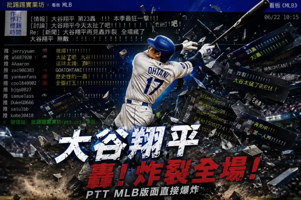 MLB PTT熱議大谷翔平全壘打表現，PTT棒球版討論區湧現大量球迷留言與賽事話題。